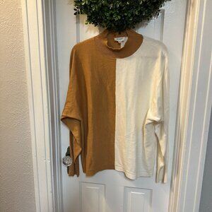 Candace Cameron Bure Brown and Cream Lightweight Sweater-Size Medium